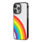 Large Rainbow iPhone 14 Pro Max Black Impact Case Side Angle on Silver phone