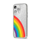 Large Rainbow iPhone 14 Pro Max Glitter Tough Case Silver Angled Image