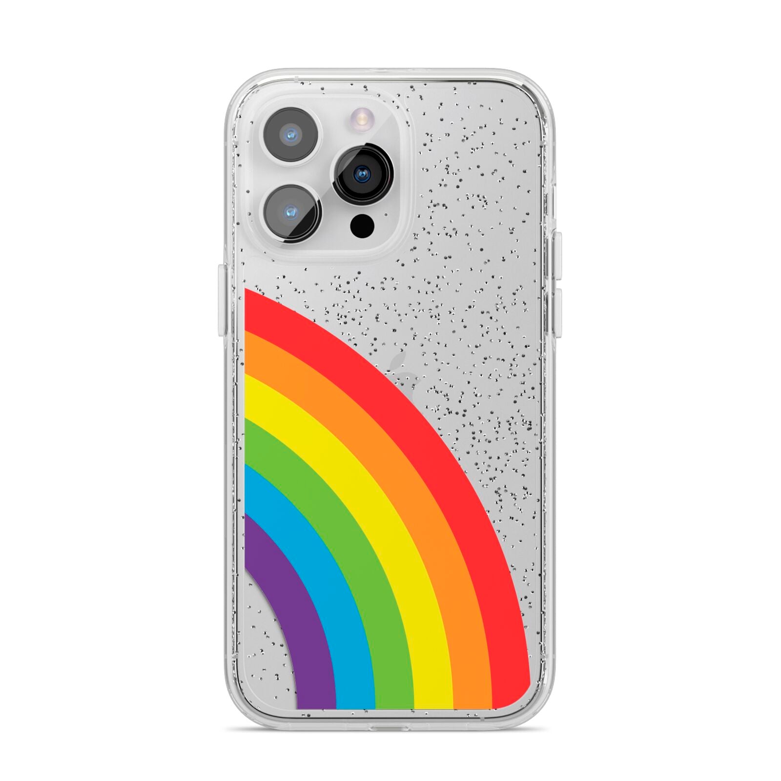 Large Rainbow iPhone 14 Pro Max Glitter Tough Case Silver