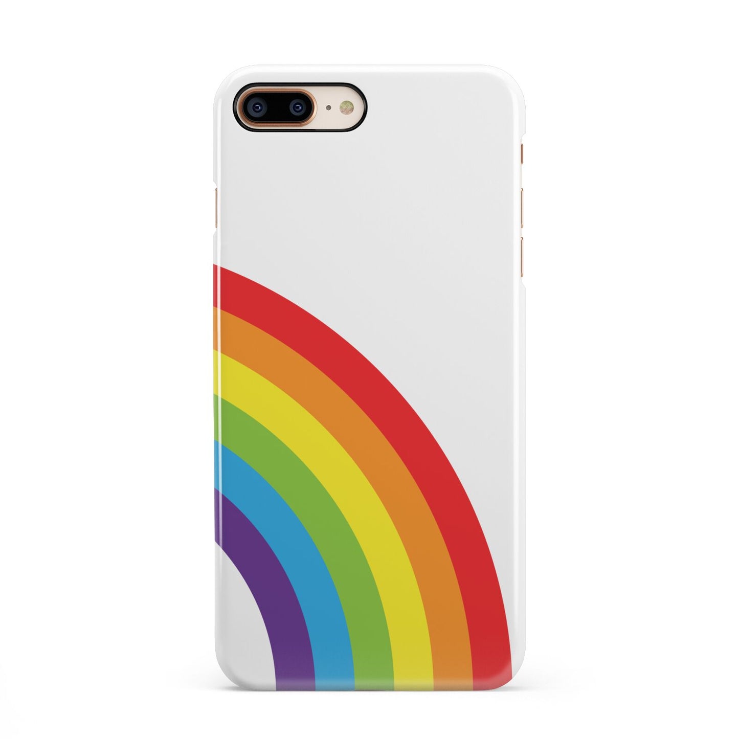 Large Rainbow iPhone 8 Plus 3D Snap Case on Gold Phone