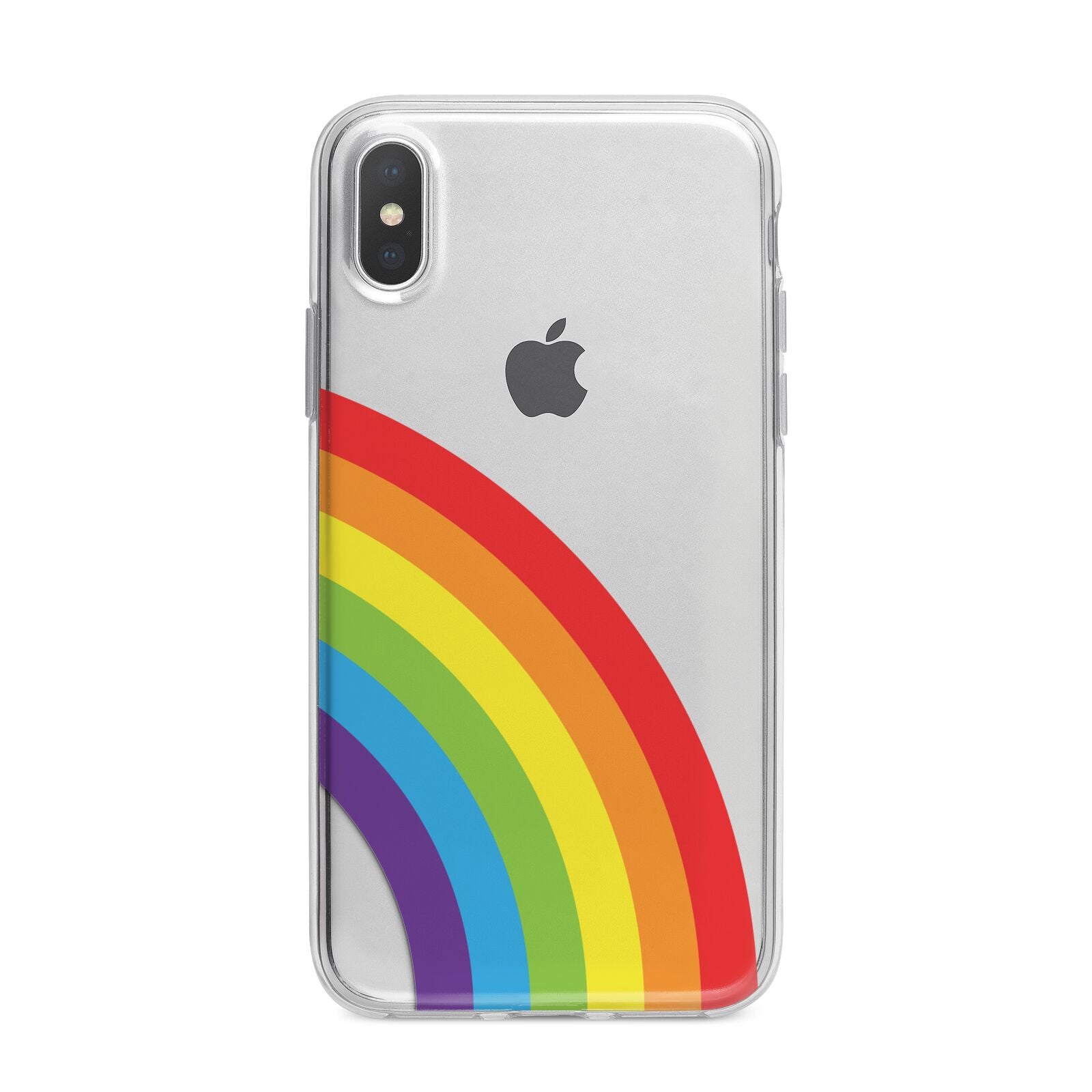 Large Rainbow iPhone X Bumper Case on Silver iPhone Alternative Image 1
