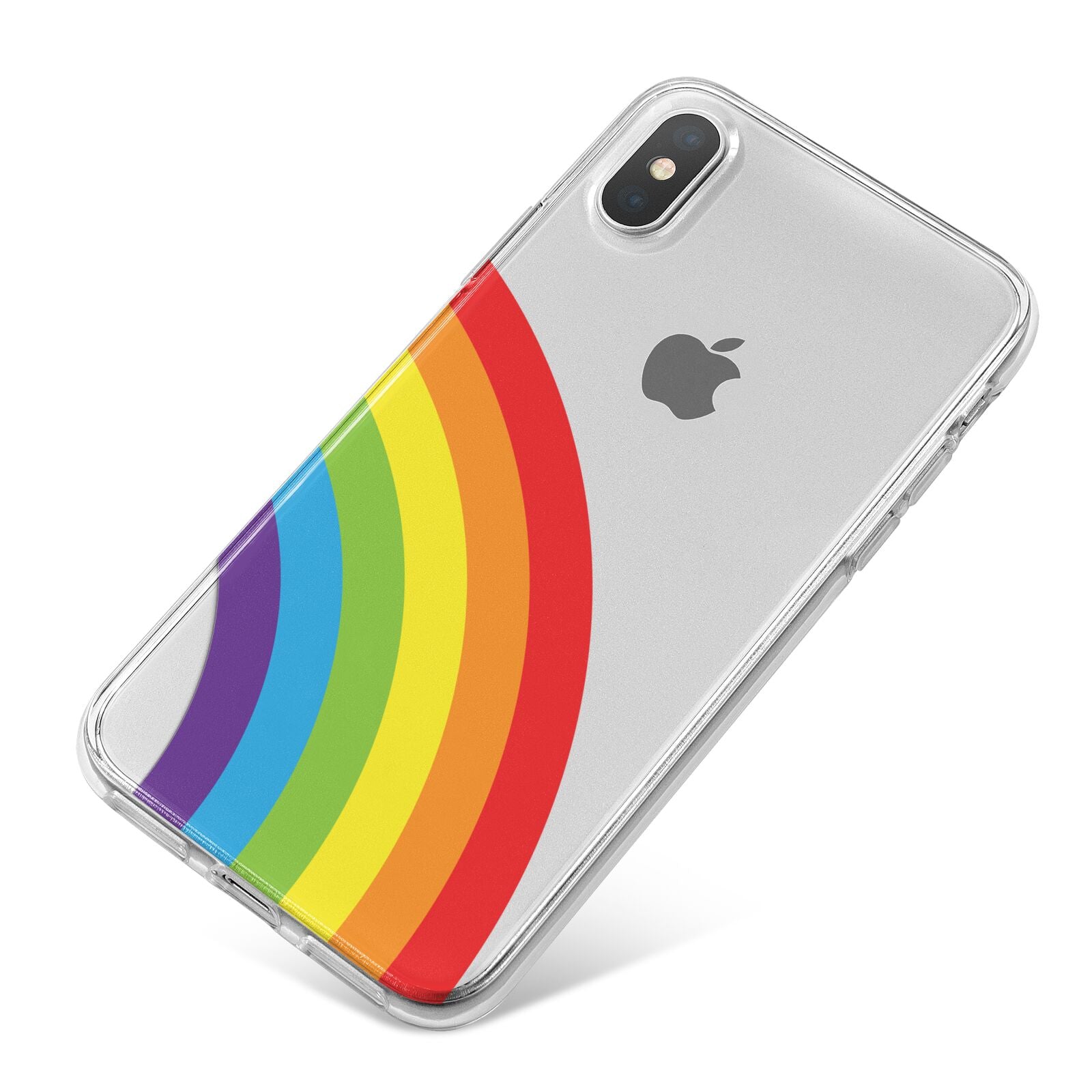 Large Rainbow iPhone X Bumper Case on Silver iPhone