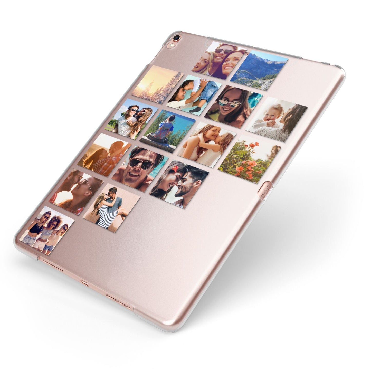 Left Diagonal Photo Montage Upload Apple iPad Case on Rose Gold iPad Side View
