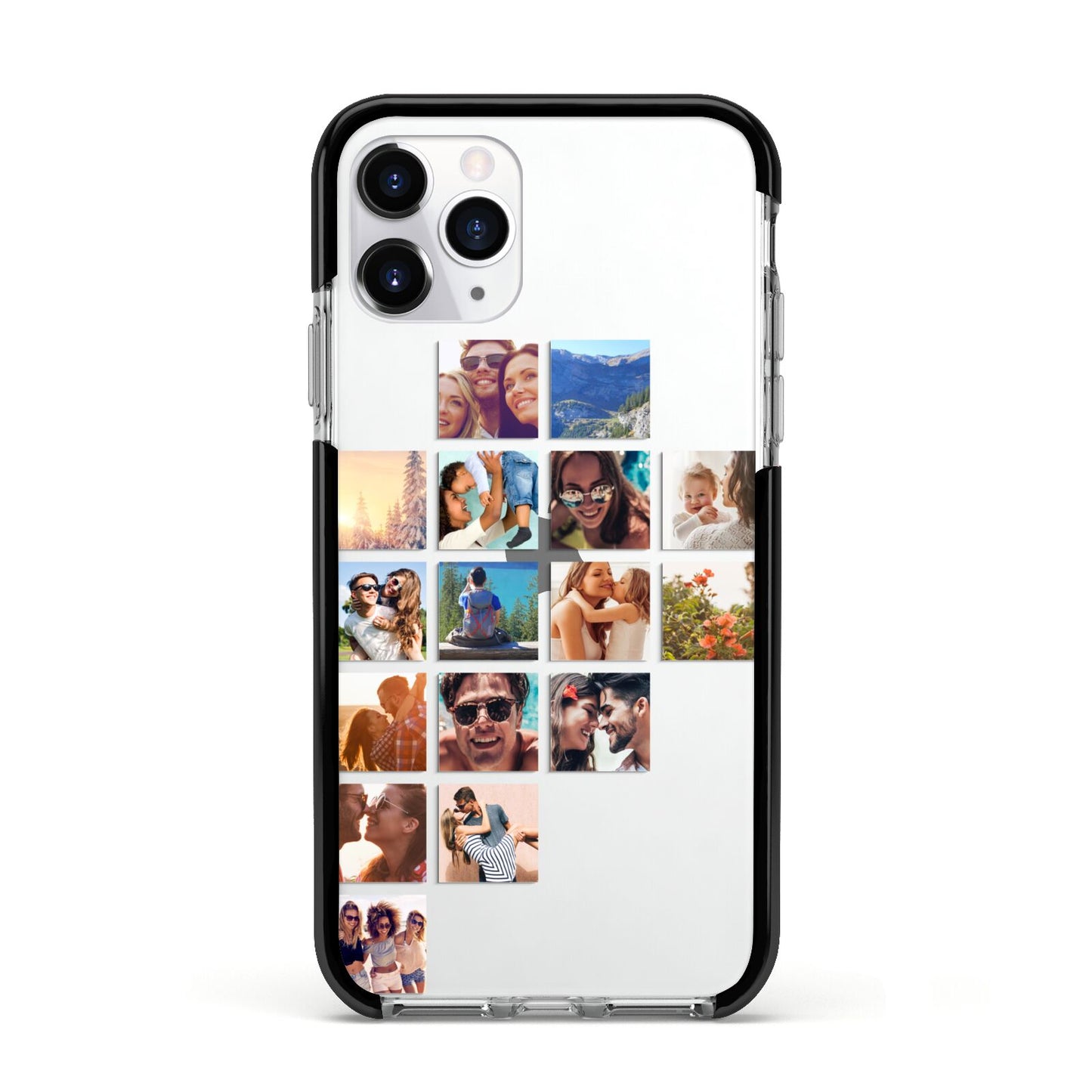 Left Diagonal Photo Montage Upload Apple iPhone 11 Pro in Silver with Black Impact Case