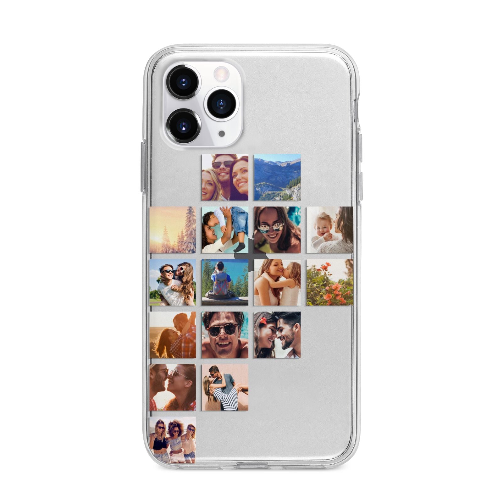 Left Diagonal Photo Montage Upload Apple iPhone 11 Pro in Silver with Bumper Case