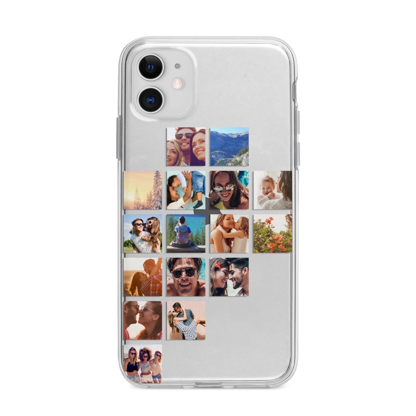 Left Diagonal Photo Montage Upload Apple iPhone 11 in White with Bumper Case