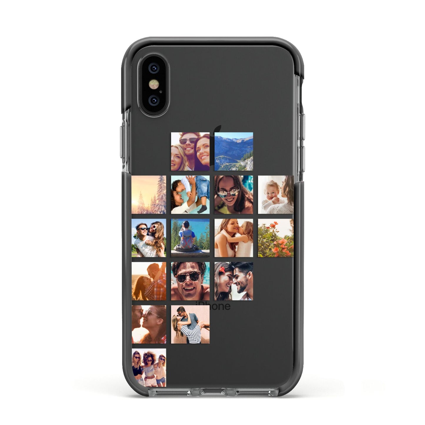 Left Diagonal Photo Montage Upload Apple iPhone Xs Impact Case Black Edge on Black Phone