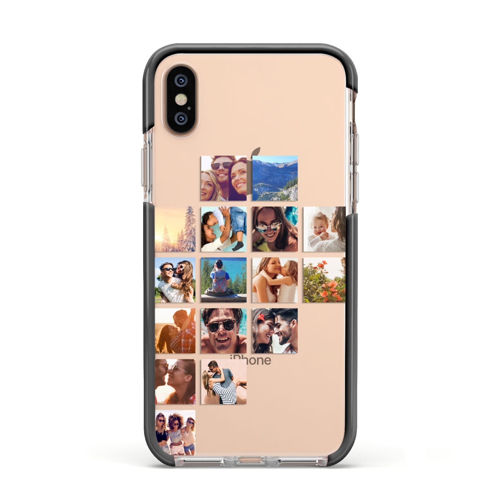 Left Diagonal Photo Montage Upload Apple iPhone Xs Impact Case Black Edge on Gold Phone