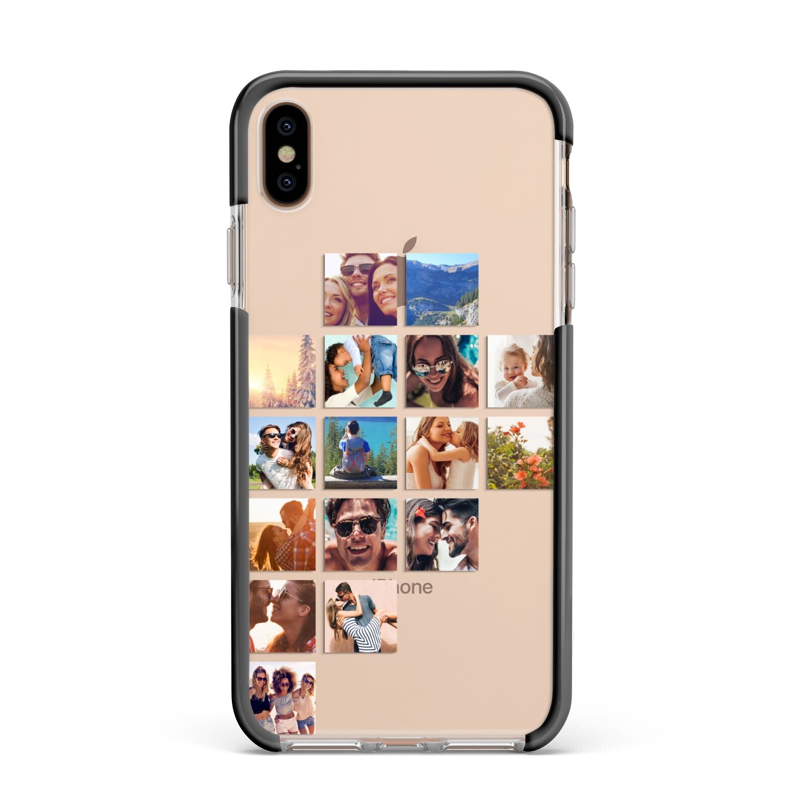 Left Diagonal Photo Montage Upload Apple iPhone Xs Max Impact Case Black Edge on Gold Phone