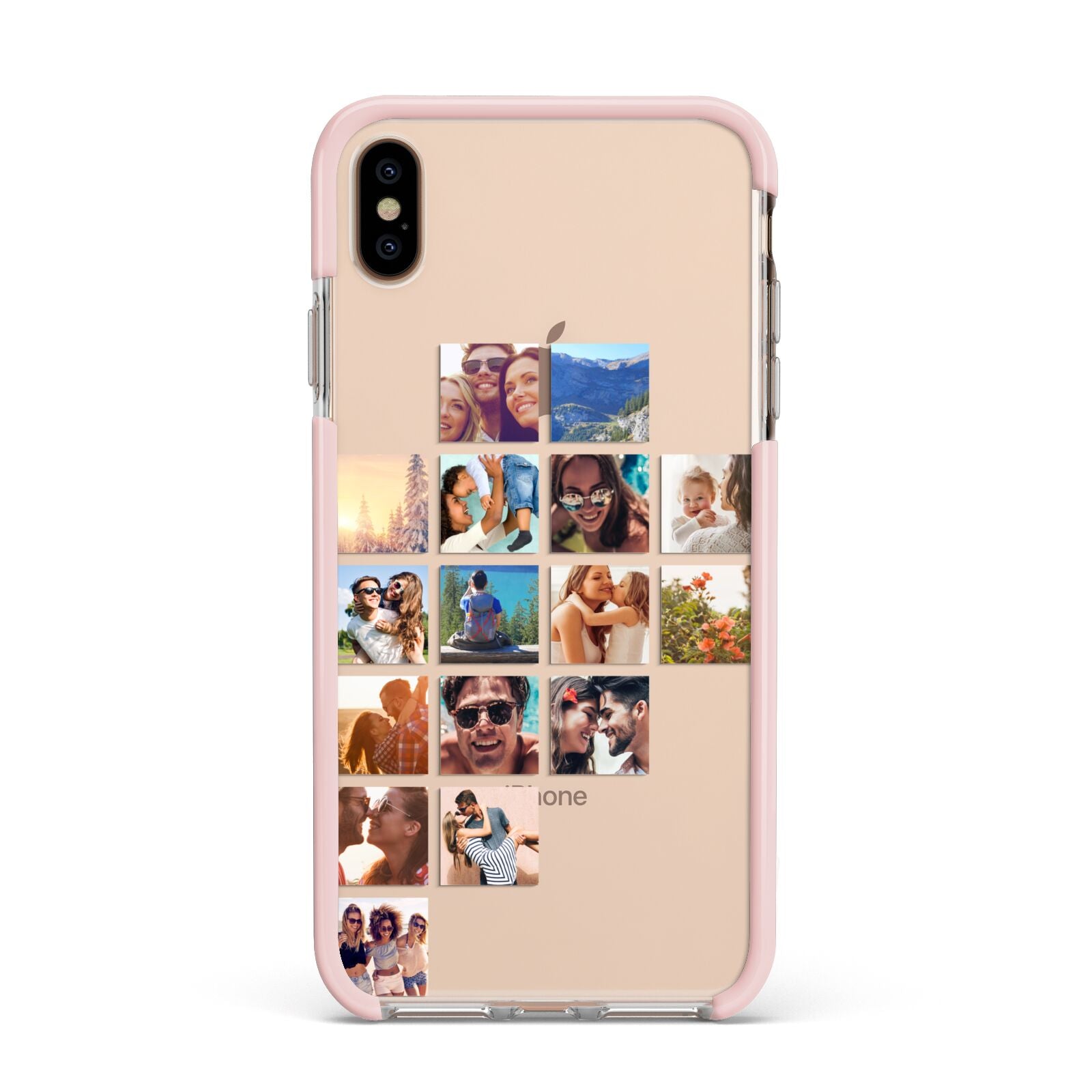 Left Diagonal Photo Montage Upload Apple iPhone Xs Max Impact Case Pink Edge on Gold Phone