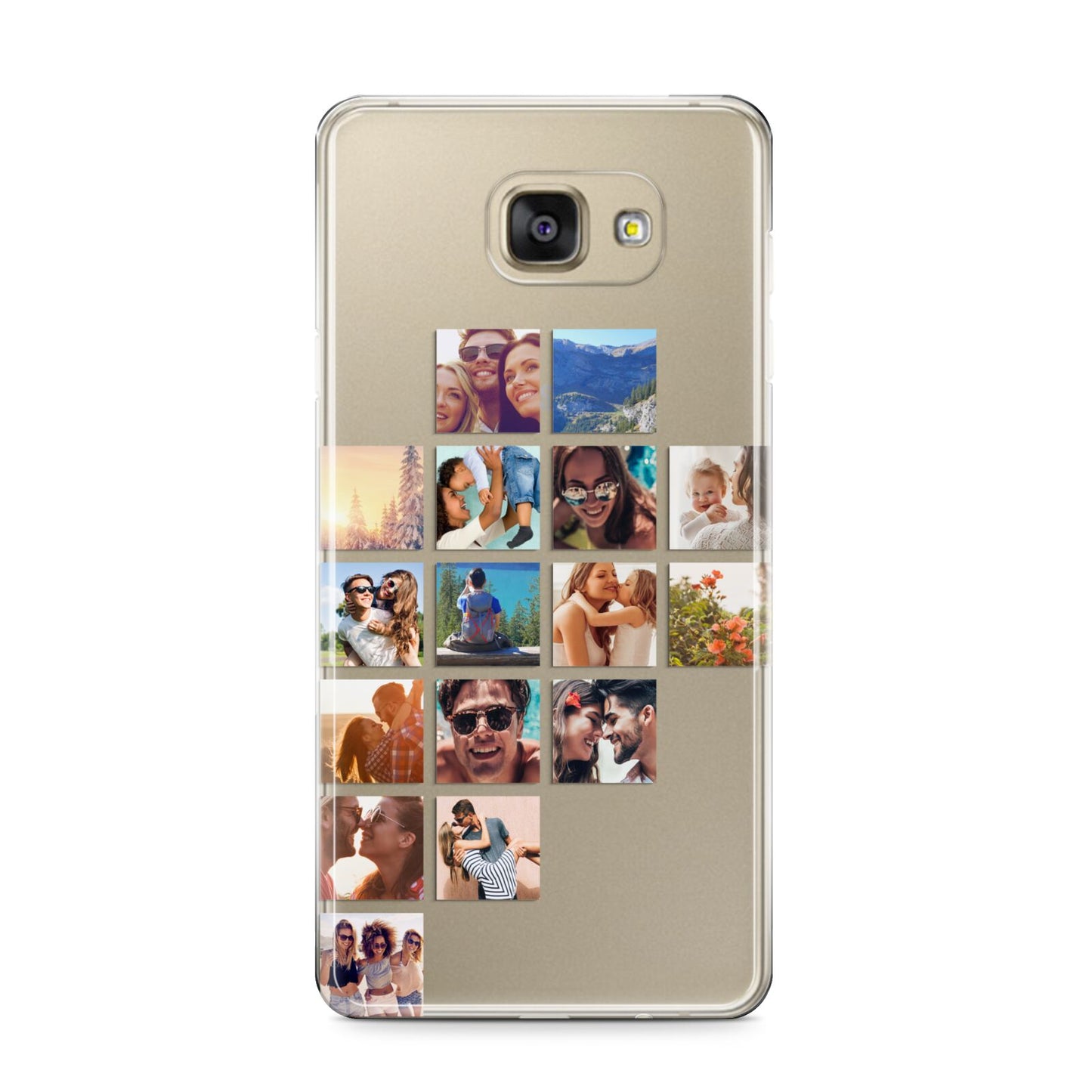 Left Diagonal Photo Montage Upload Samsung Galaxy A9 2016 Case on gold phone
