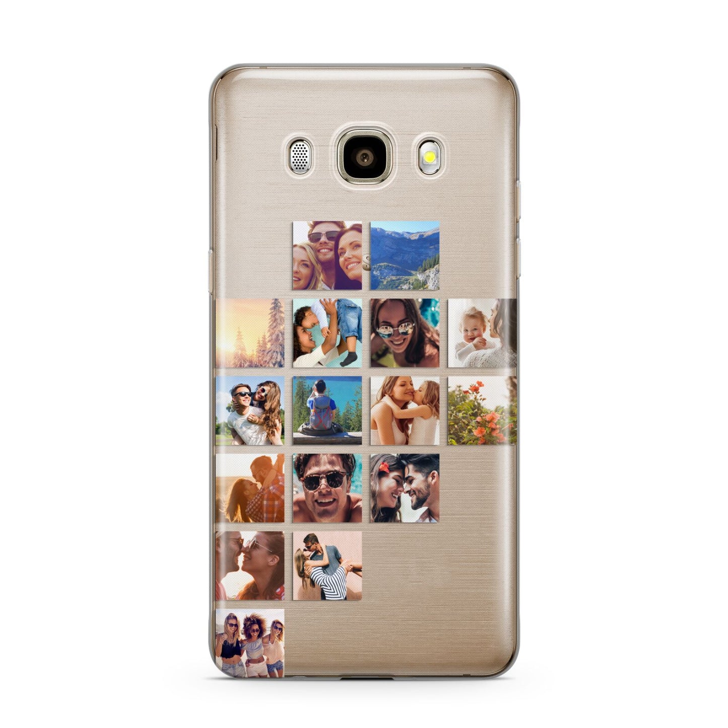 Left Diagonal Photo Montage Upload Samsung Galaxy J7 2016 Case on gold phone