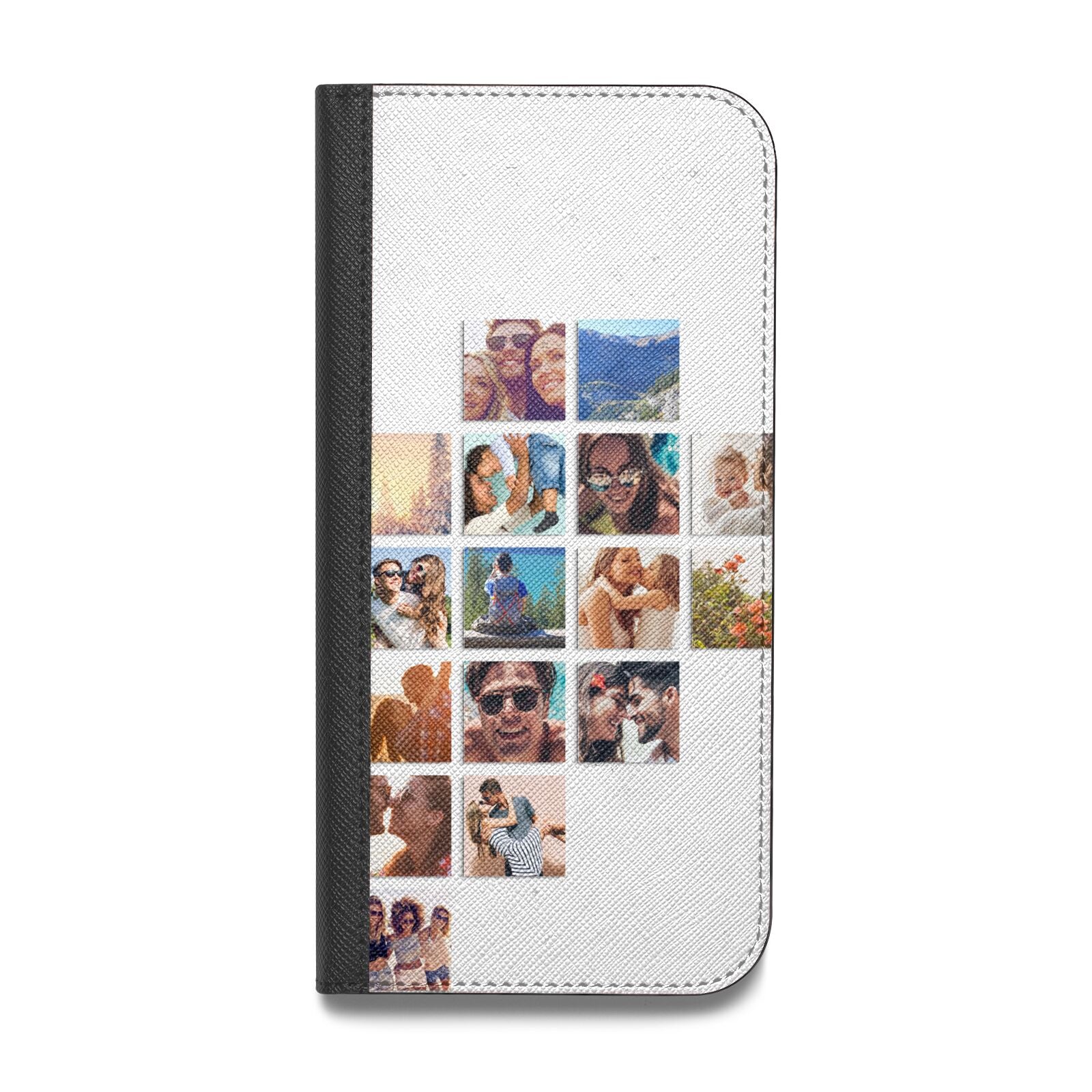 Left Diagonal Photo Montage Upload Vegan Leather Flip iPhone Case