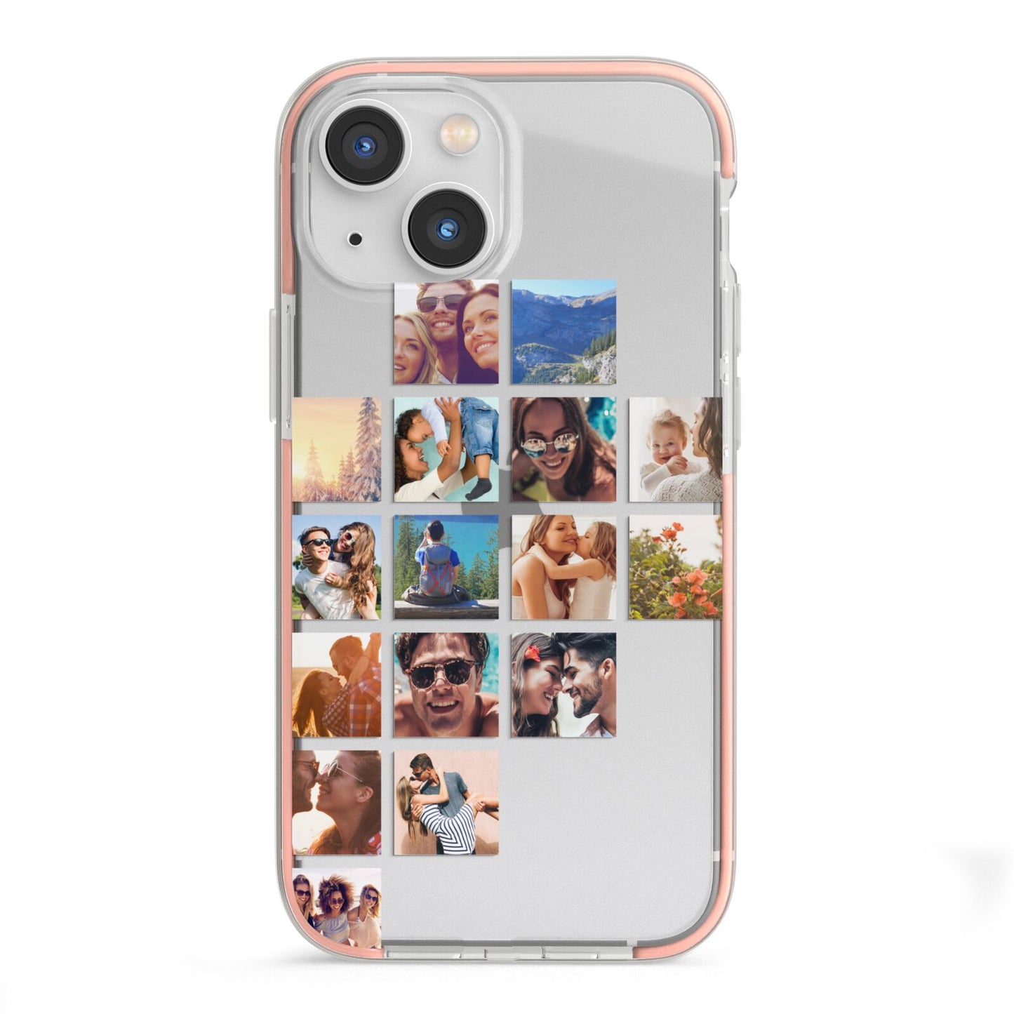 Left Diagonal Photo Montage Upload iPhone 13 Mini TPU Impact Case with Pink Edges