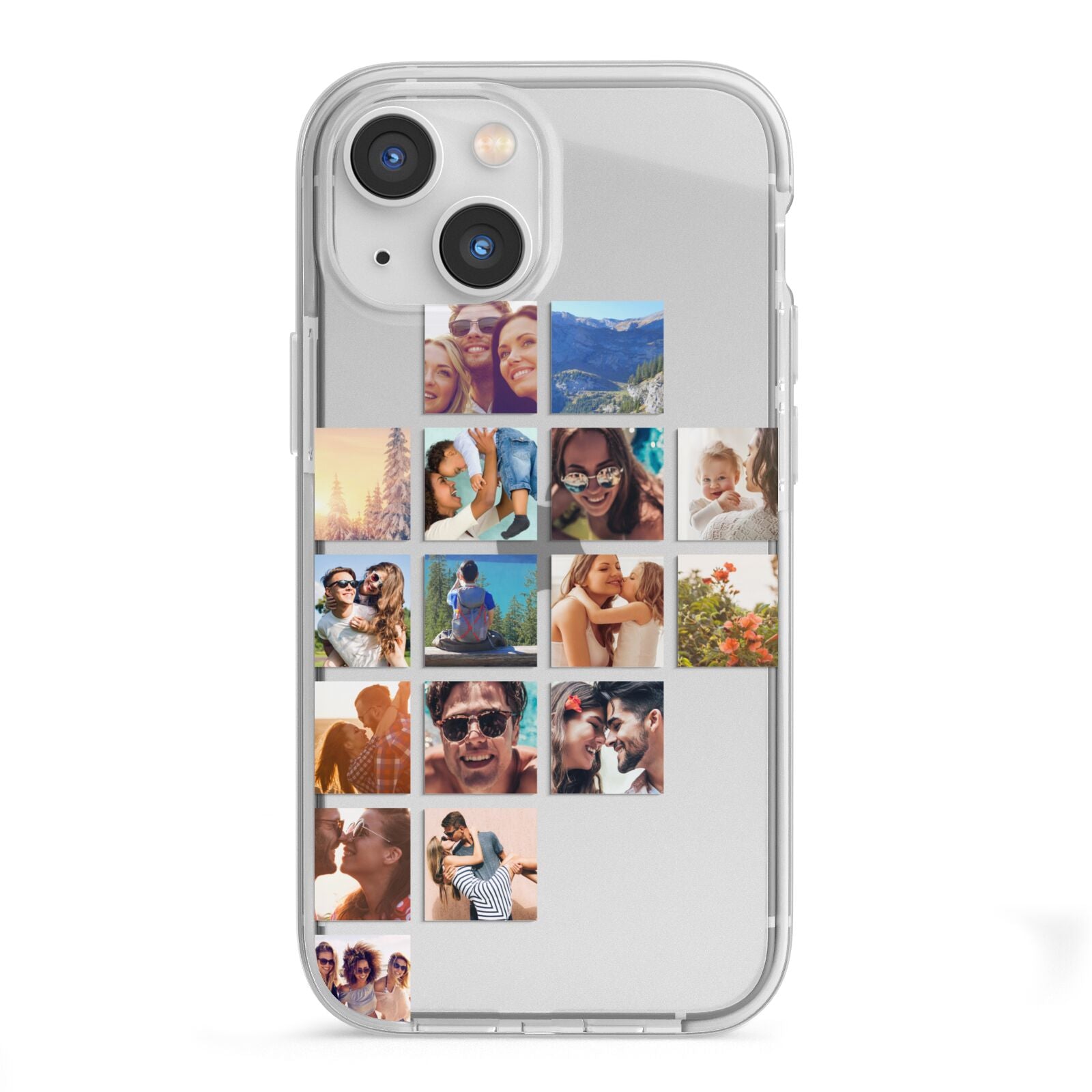 Left Diagonal Photo Montage Upload iPhone 13 Mini TPU Impact Case with White Edges