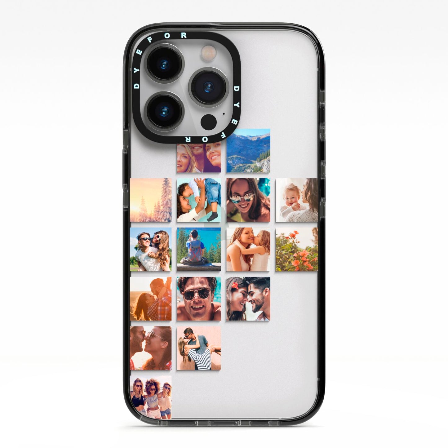 Left Diagonal Photo Montage Upload iPhone 13 Pro Black Impact Case on Silver phone