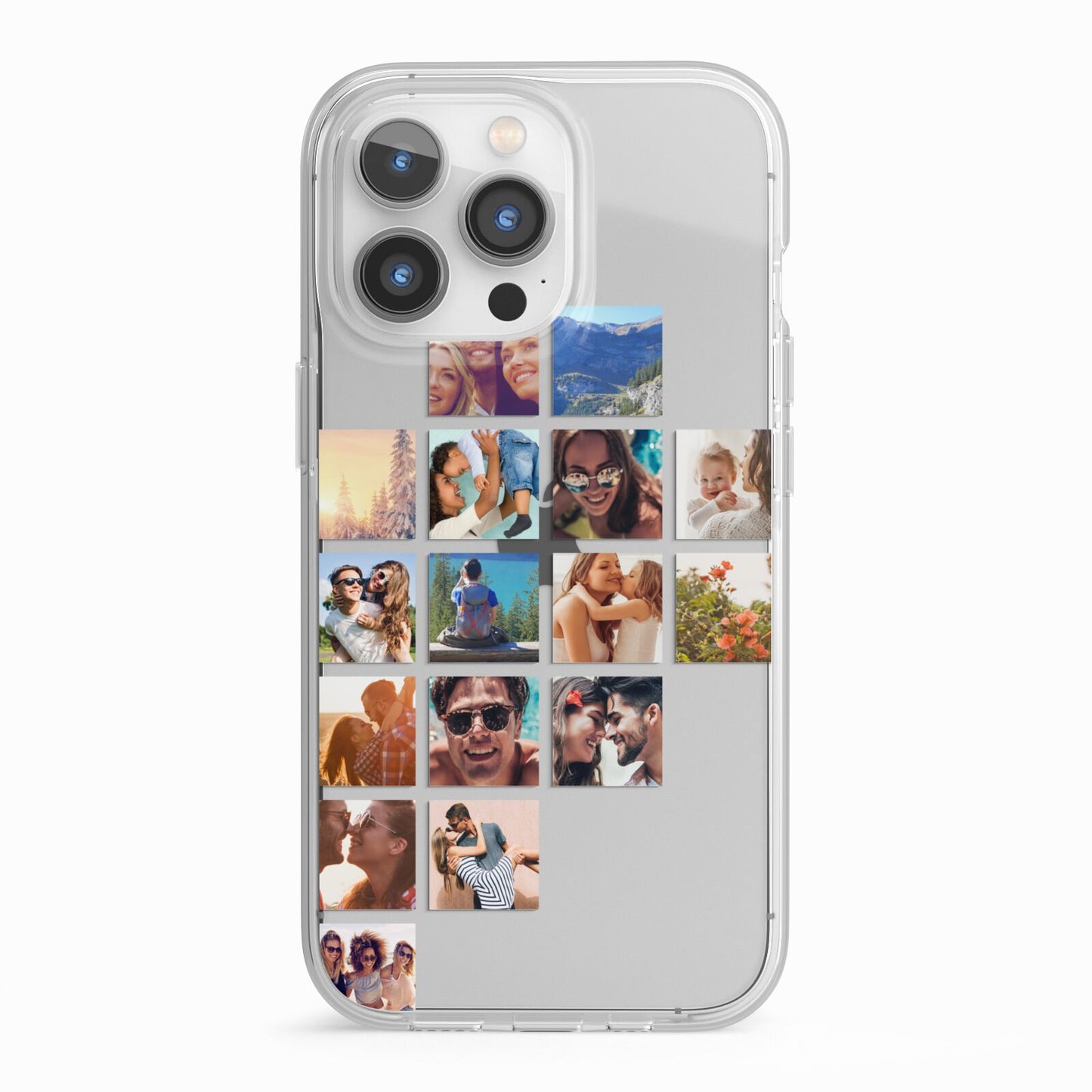 Left Diagonal Photo Montage Upload iPhone 13 Pro TPU Impact Case with White Edges