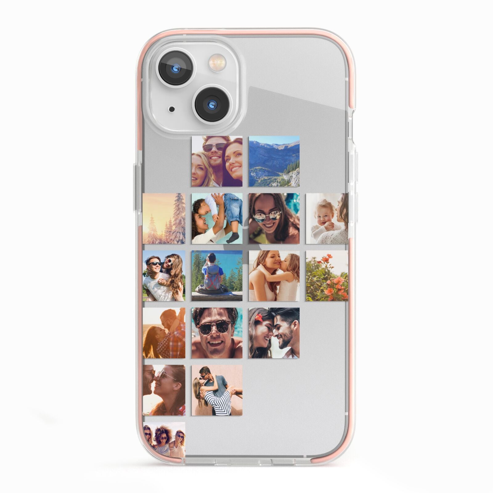 Left Diagonal Photo Montage Upload iPhone 13 TPU Impact Case with Pink Edges