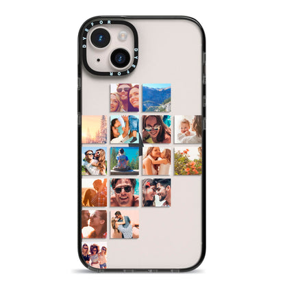 Left Diagonal Photo Montage Upload iPhone 14 Plus Black Impact Case on Silver phone