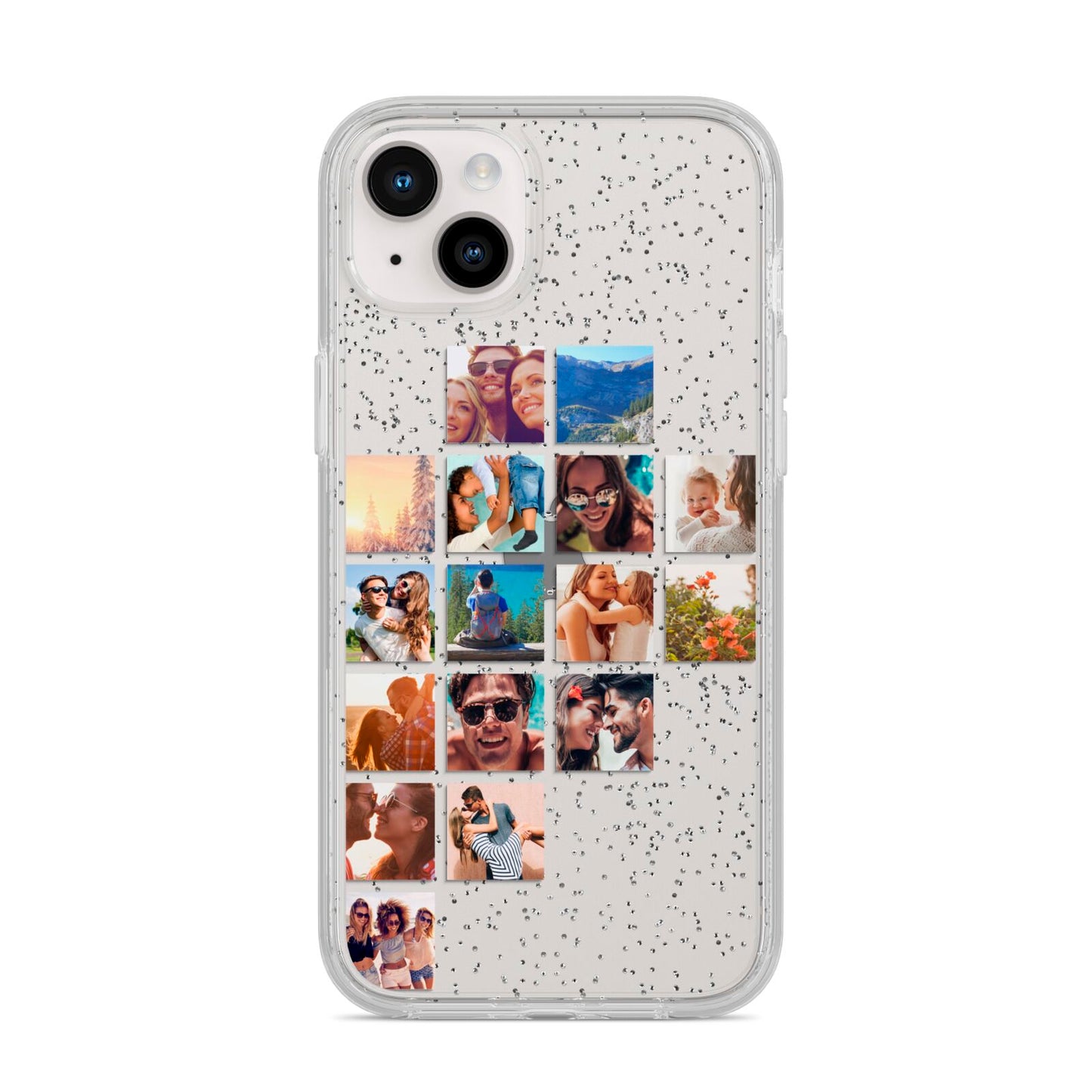 Left Diagonal Photo Montage Upload iPhone 14 Plus Glitter Tough Case Starlight