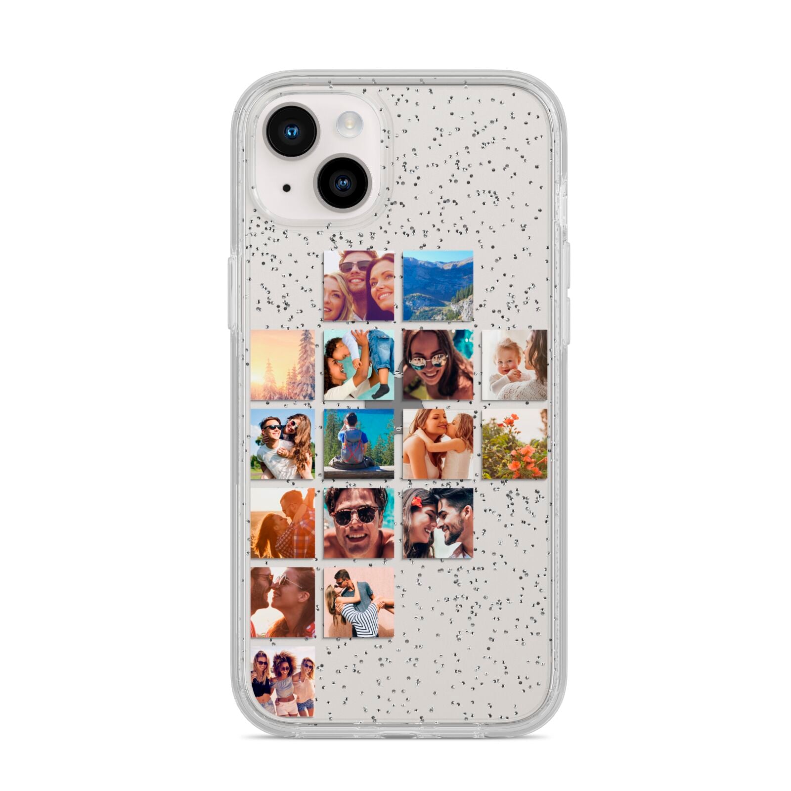 Left Diagonal Photo Montage Upload iPhone 14 Plus Glitter Tough Case Starlight