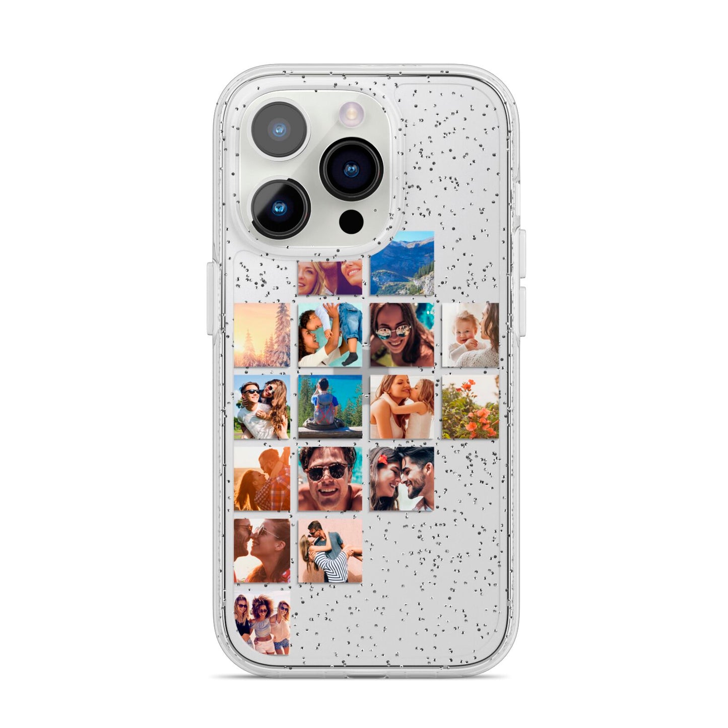 Left Diagonal Photo Montage Upload iPhone 14 Pro Glitter Tough Case Silver