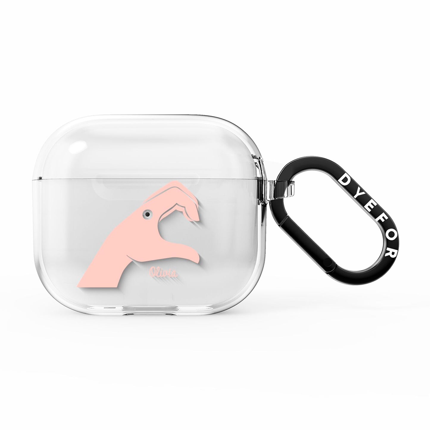 Left Hand in Half Heart with Name AirPods Clear Case 3rd Gen