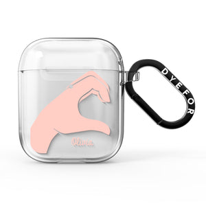 Left Hand in Half Heart with Name AirPods Case