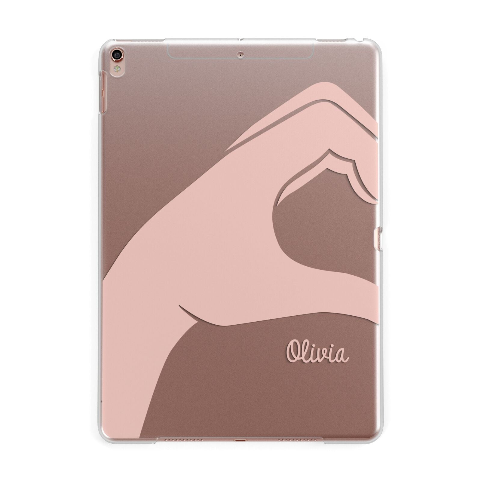 Left Hand in Half Heart with Name Apple iPad Rose Gold Case