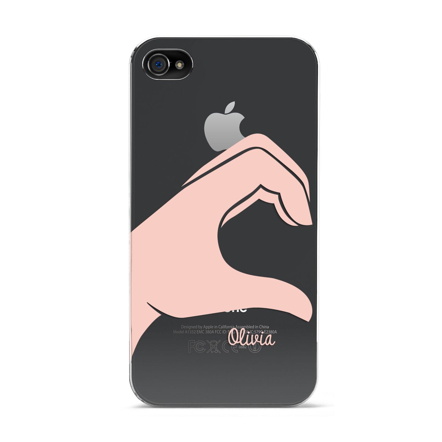 Left Hand in Half Heart with Name Apple iPhone 4s Case
