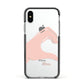 Left Hand in Half Heart with Name Apple iPhone Xs Impact Case Black Edge on Silver Phone