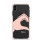 Left Hand in Half Heart with Name Apple iPhone Xs Max Impact Case Pink Edge on Black Phone