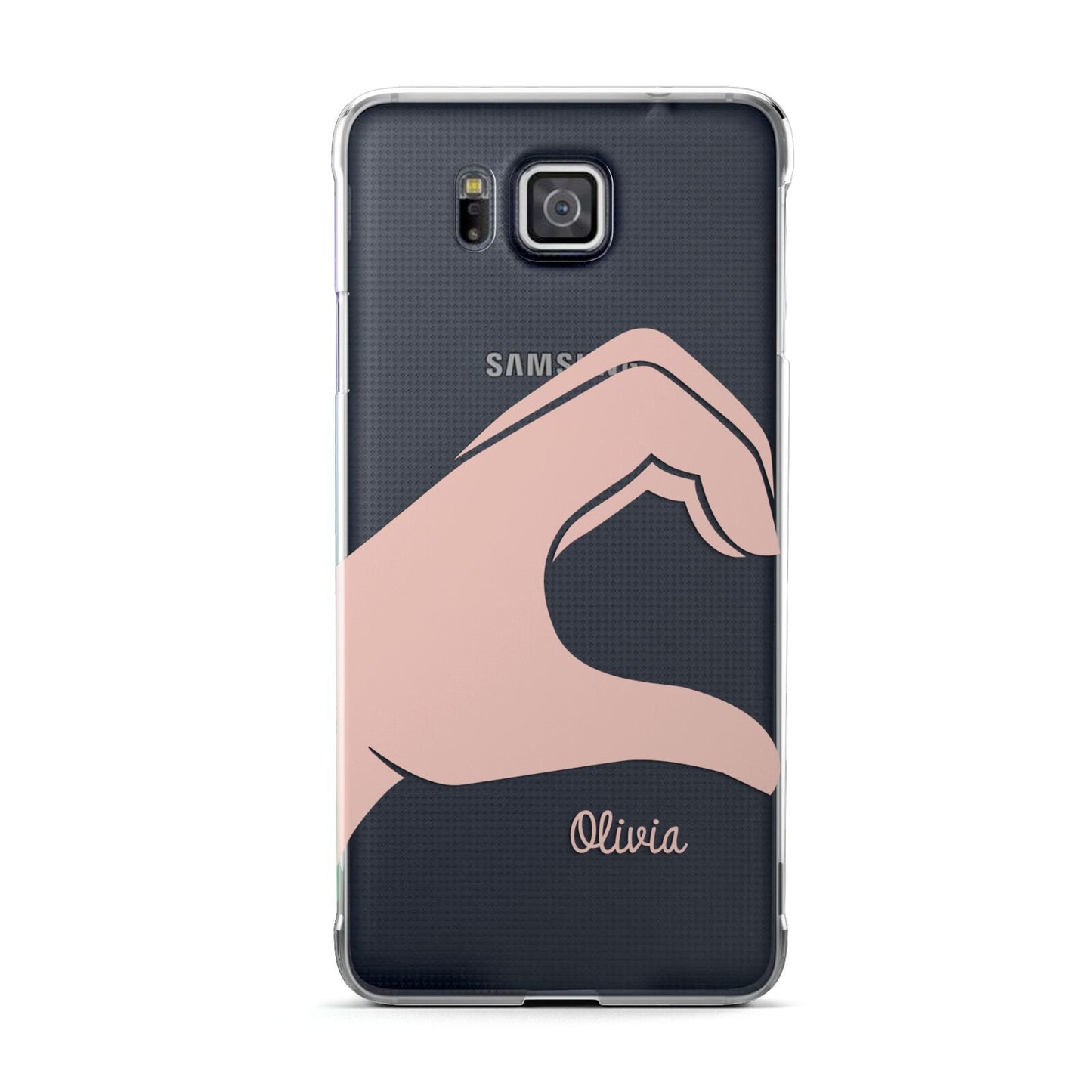 Left Hand in Half Heart with Name Samsung Galaxy Alpha Case