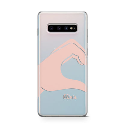Left Hand in Half Heart with Name Samsung Galaxy S10 Case