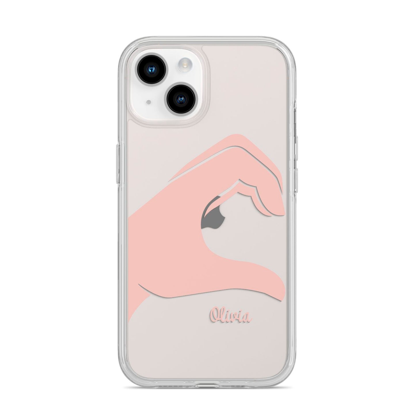 Left Hand in Half Heart with Name iPhone 14 Clear Tough Case Starlight