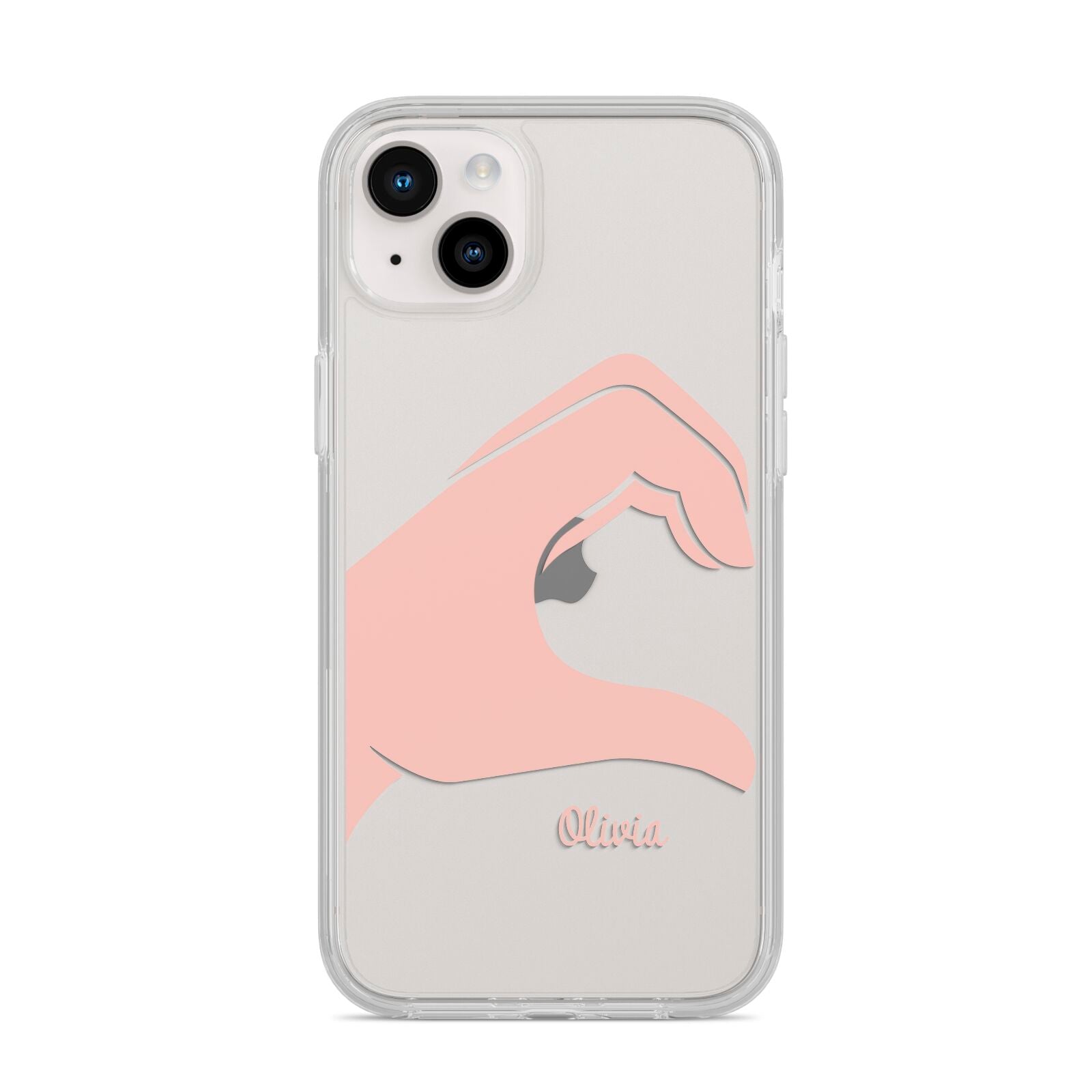 Left Hand in Half Heart with Name iPhone 14 Plus Clear Tough Case Starlight