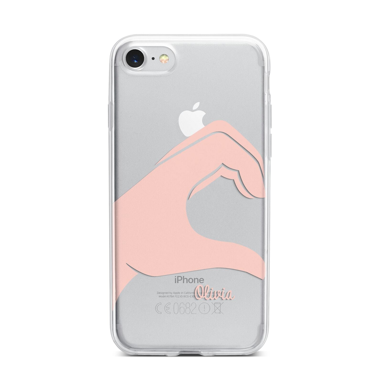 Left Hand in Half Heart with Name iPhone 7 Bumper Case on Silver iPhone