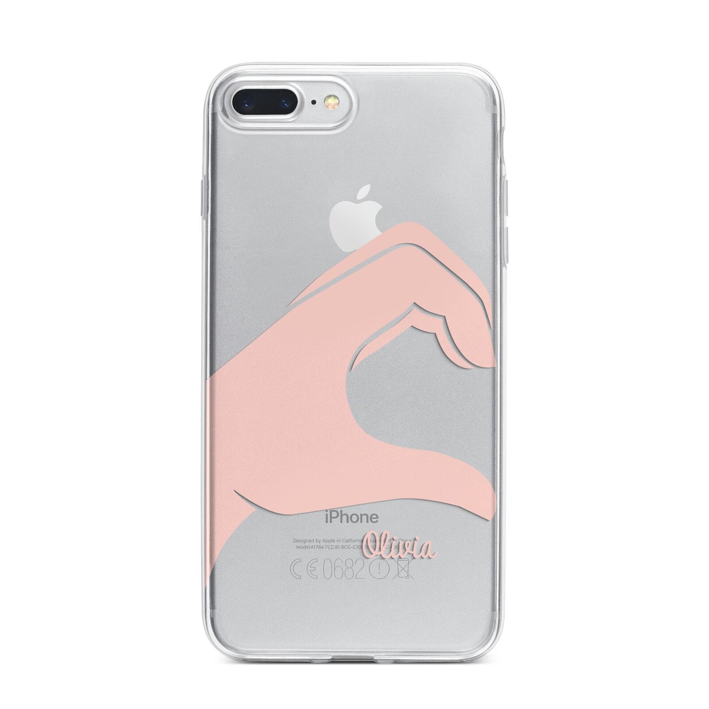 Left Hand in Half Heart with Name iPhone 7 Plus Bumper Case on Silver iPhone