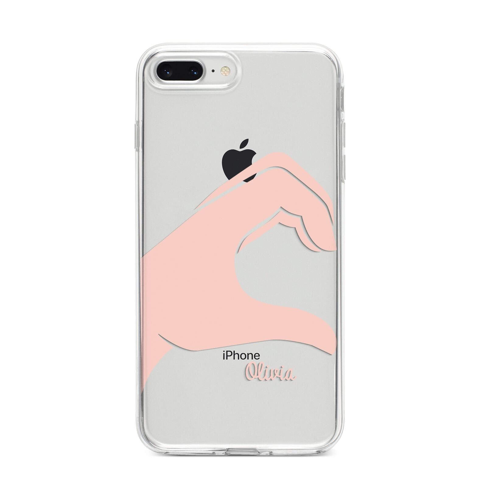 Left Hand in Half Heart with Name iPhone 8 Plus Bumper Case on Silver iPhone