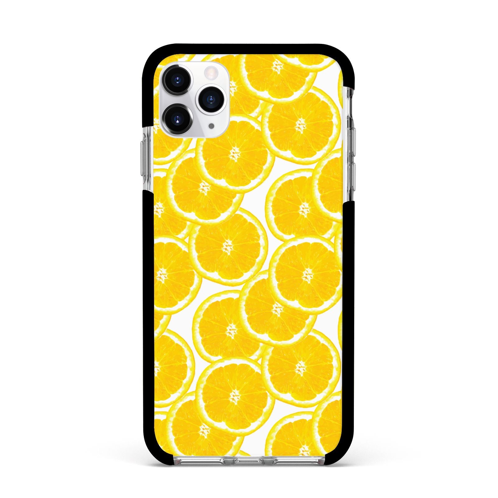 Lemon Fruit Slices Apple iPhone 11 Pro Max in Silver with Black Impact Case