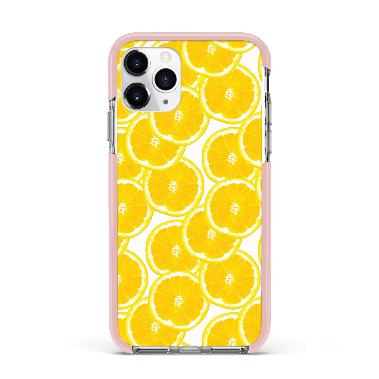 Lemon Fruit Slices Apple iPhone 11 Pro in Silver with Pink Impact Case
