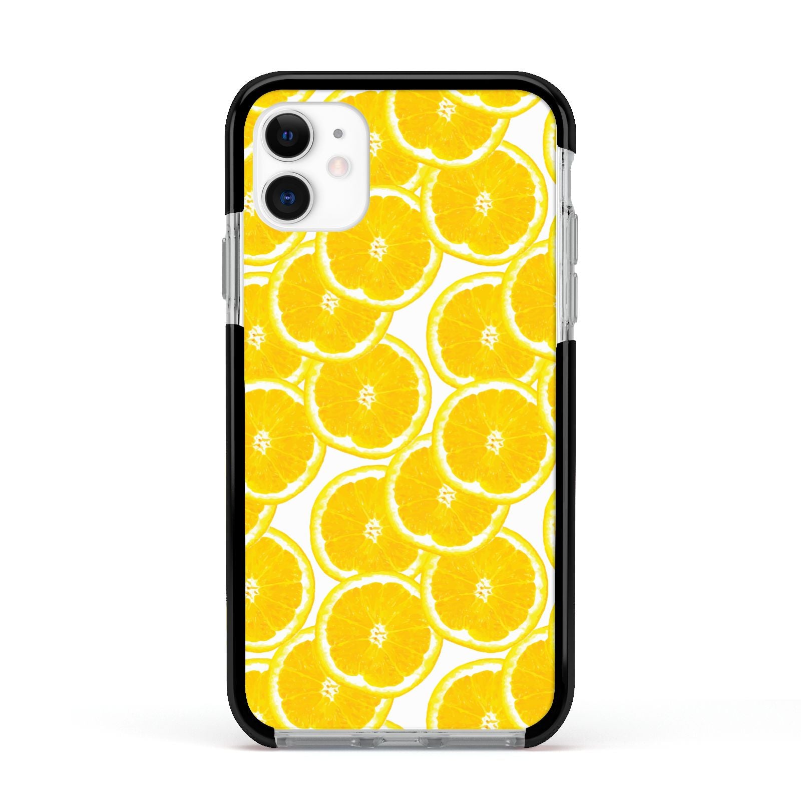 Lemon Fruit Slices Apple iPhone 11 in White with Black Impact Case