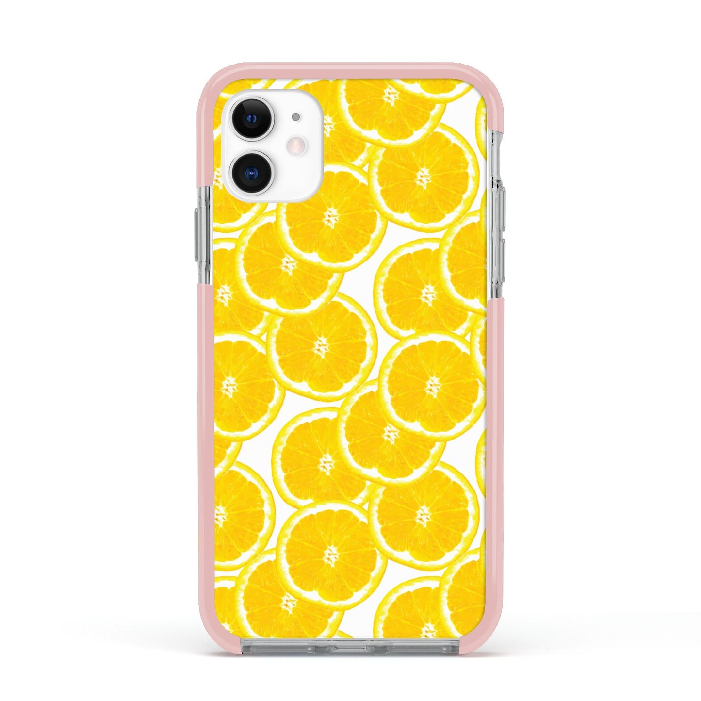 Lemon Fruit Slices Apple iPhone 11 in White with Pink Impact Case
