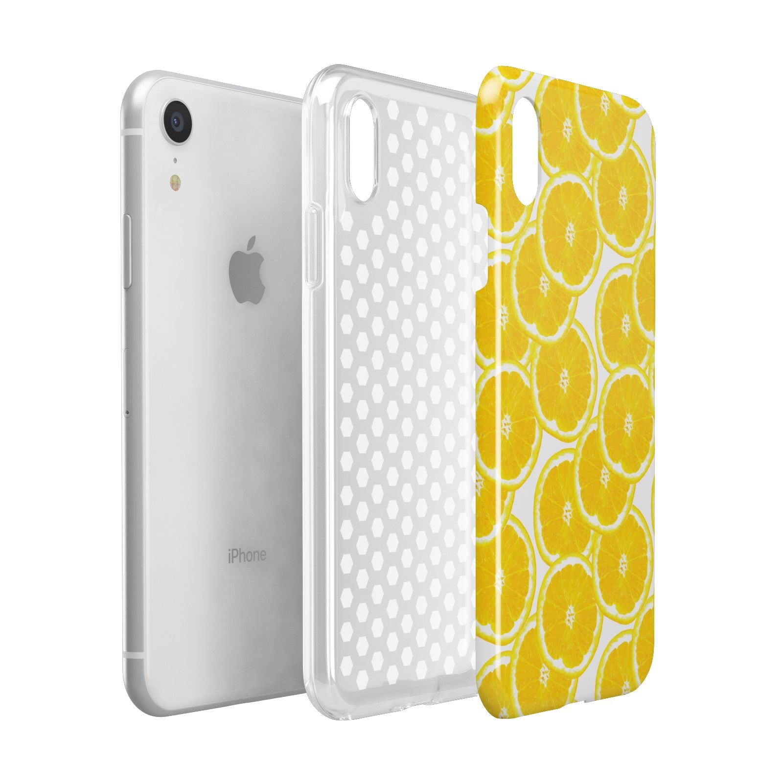 Lemon Fruit Slices Apple iPhone XR White 3D Tough Case Expanded view