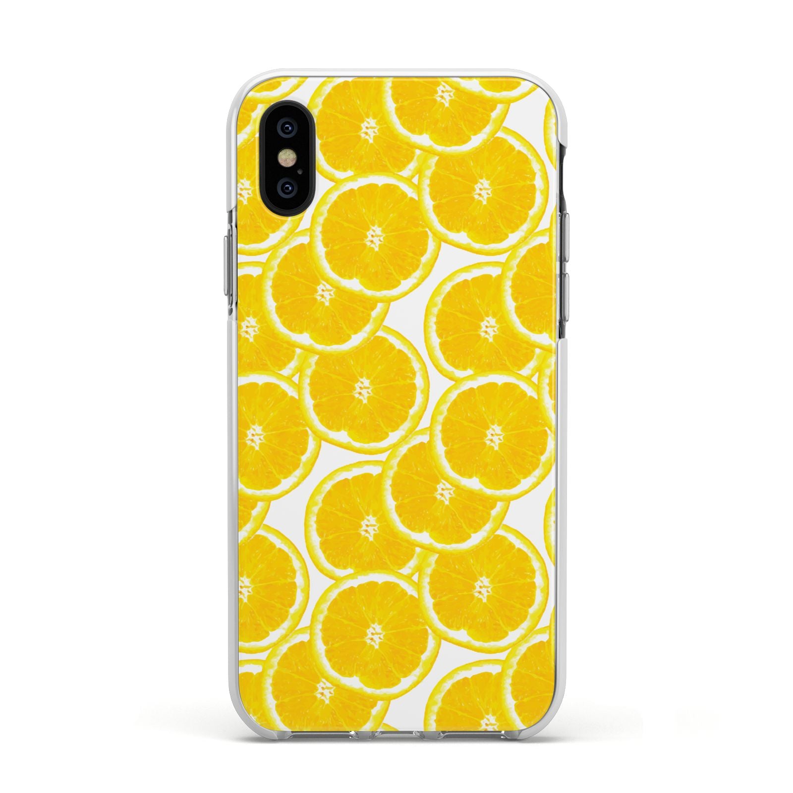 Lemon Fruit Slices Apple iPhone Xs Impact Case White Edge on Black Phone