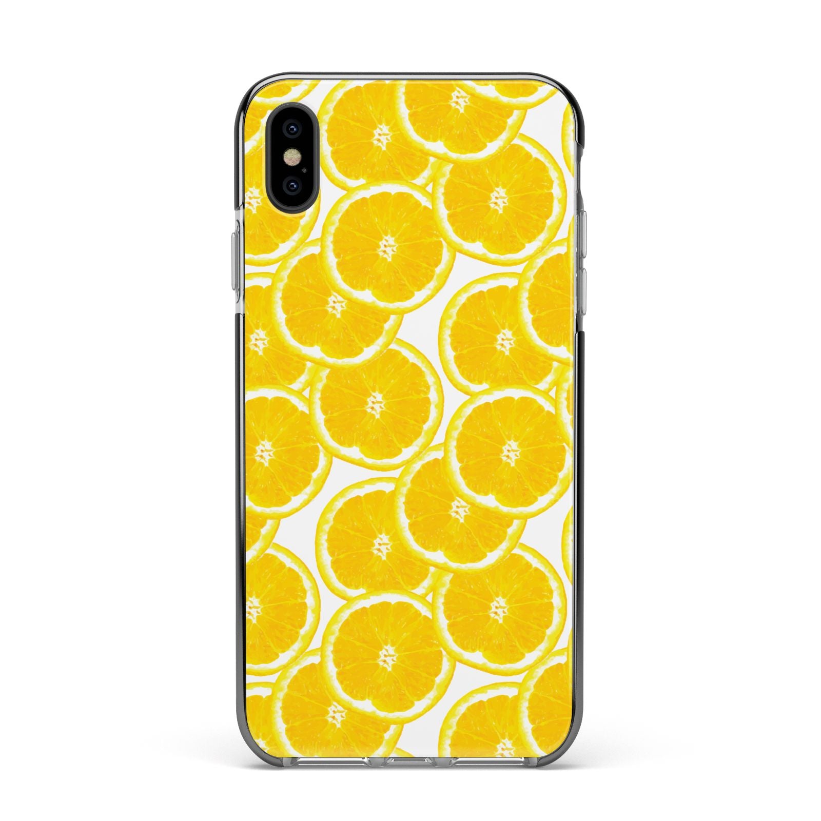Lemon Fruit Slices Apple iPhone Xs Max Impact Case Black Edge on Black Phone