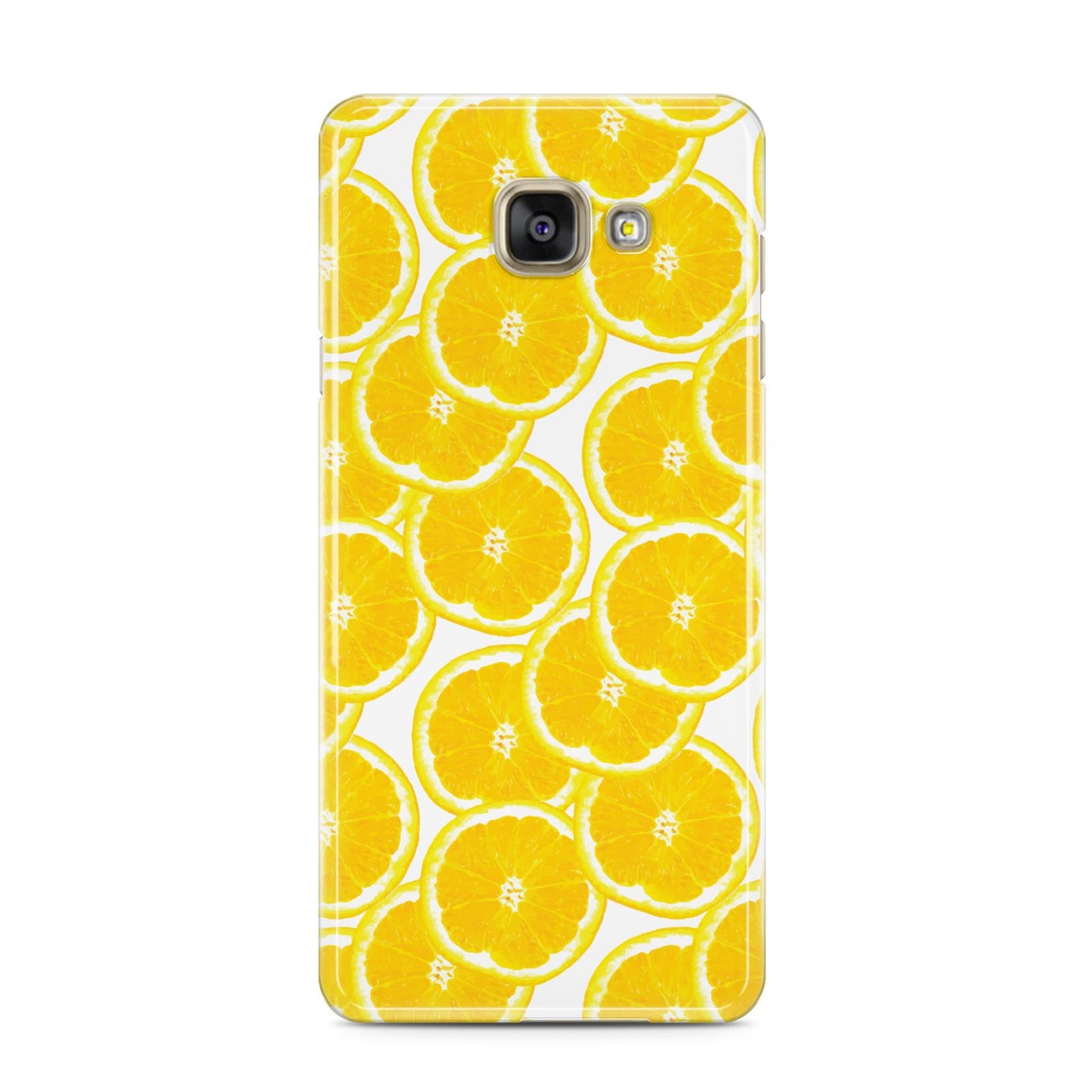 Lemon Fruit Slices Samsung Galaxy A3 2016 Case on gold phone