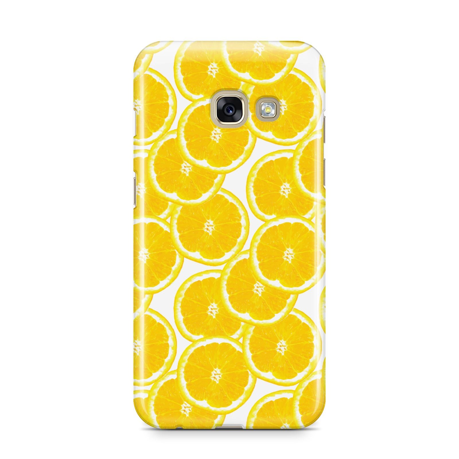 Lemon Fruit Slices Samsung Galaxy A3 2017 Case on gold phone