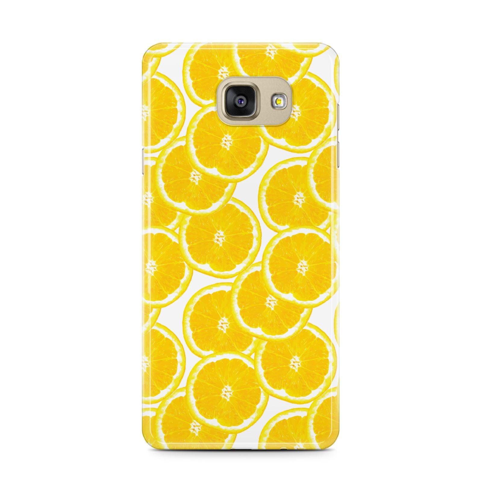 Lemon Fruit Slices Samsung Galaxy A7 2016 Case on gold phone