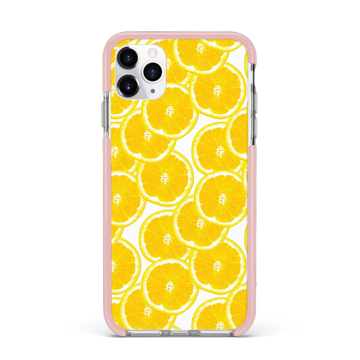 Lemon Fruit Slices iPhone 11 Pro Max Impact Pink Edge Case